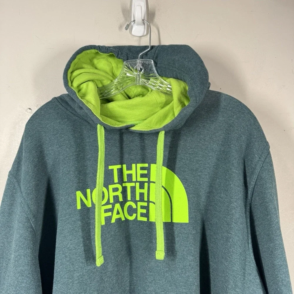 The North Face Half Dome Teal Green & Neon Hoodie Pullover Mens Sz XXL